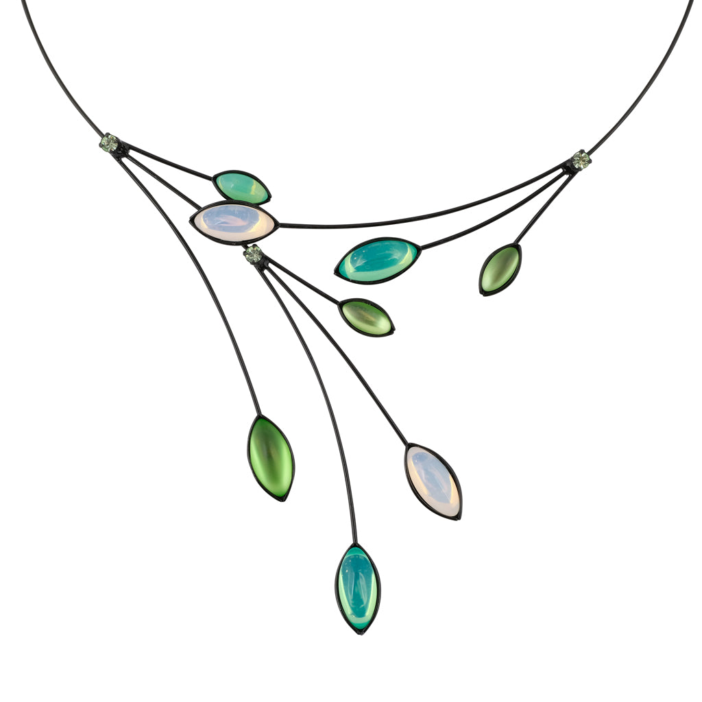 Kristina Collection Crystal Wire Leaves Necklace