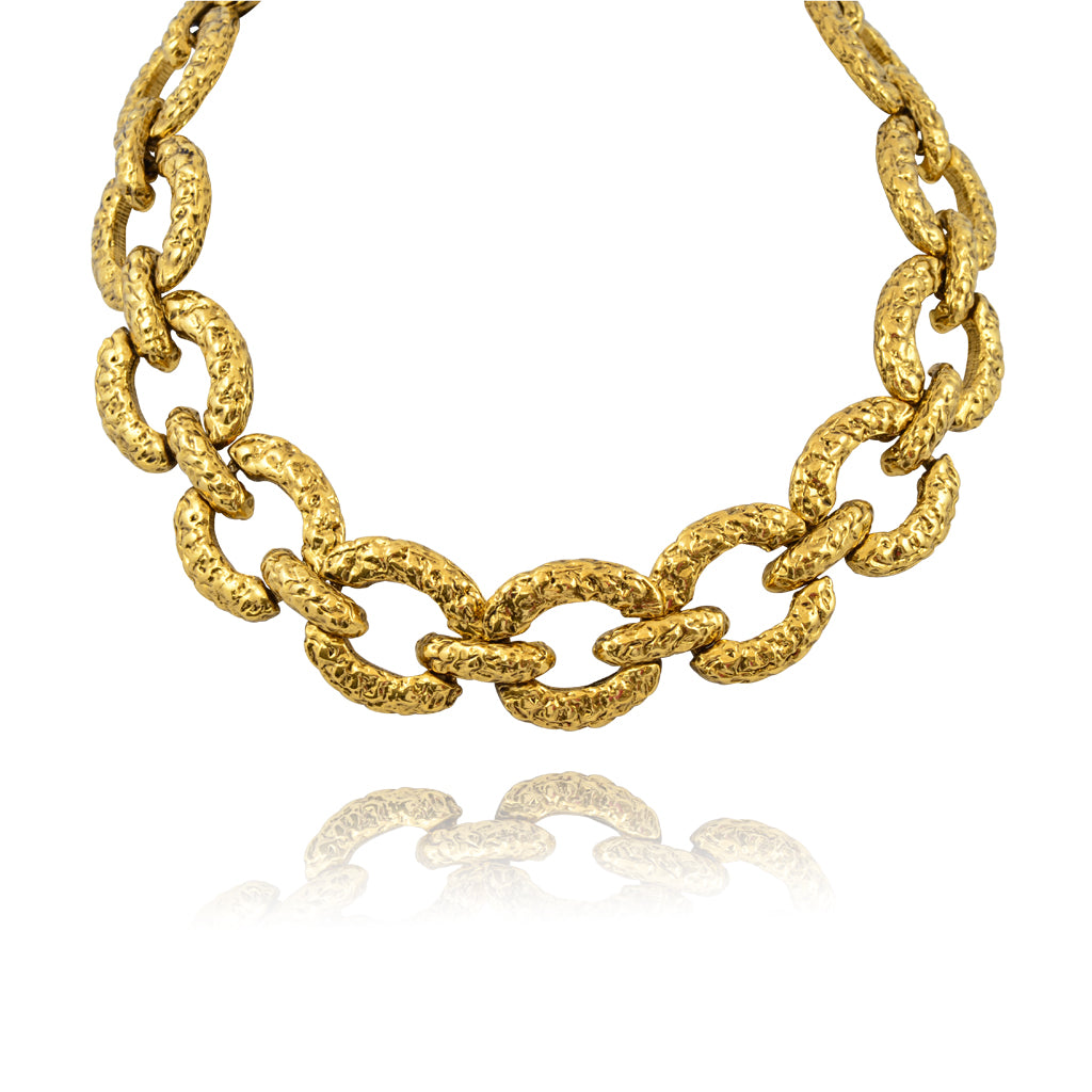 Lorren Bell Tokyo Textured Curb Chain Link Necklace, Antique Goldtone, 18"