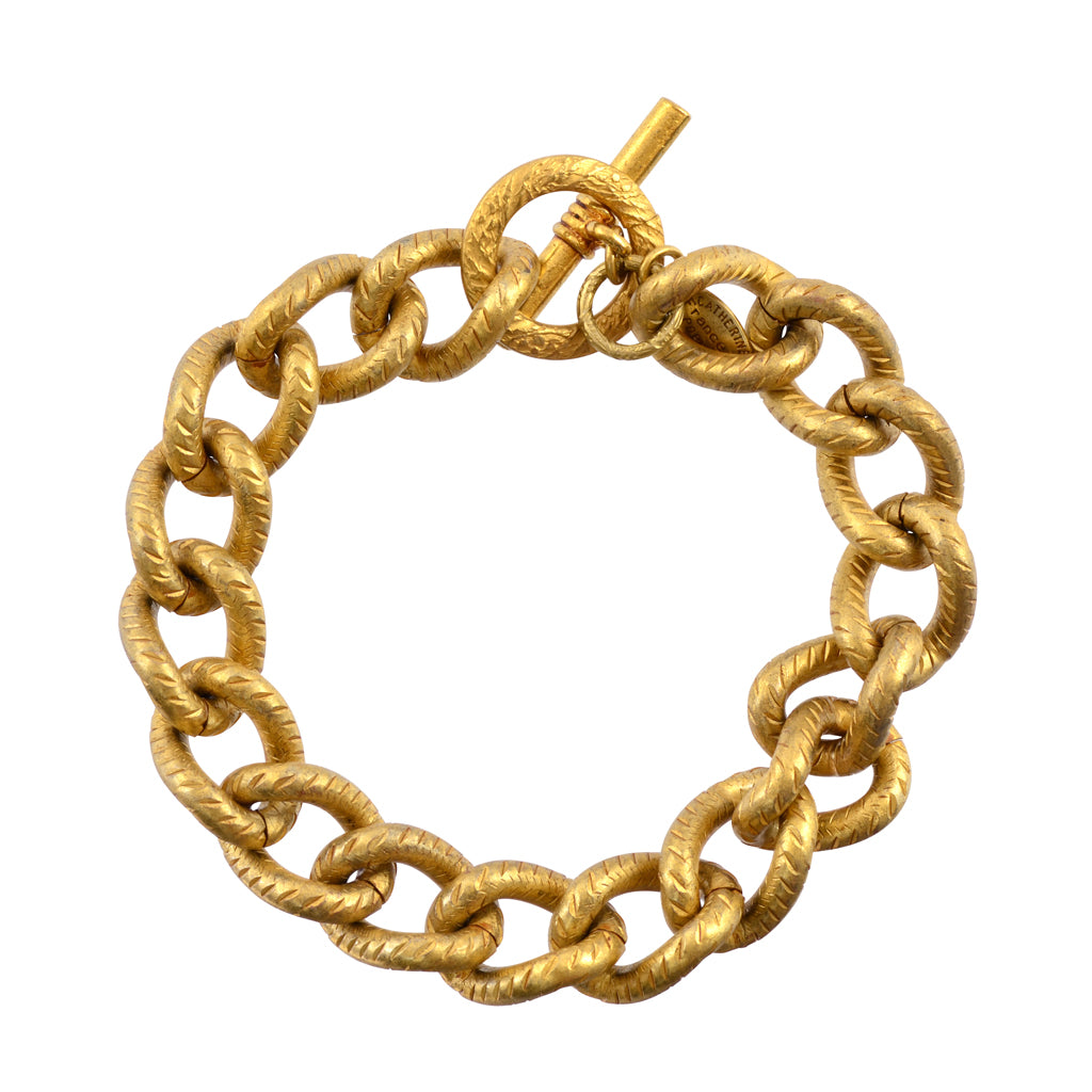 Catherine Popesco Gold Plated Link Chain Bracelet, La Vie Parisienne, 8" 1661G