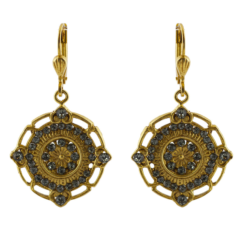 La Vie Parisienne Gold Plated Baroque Rhinestone Dangle Earrings
