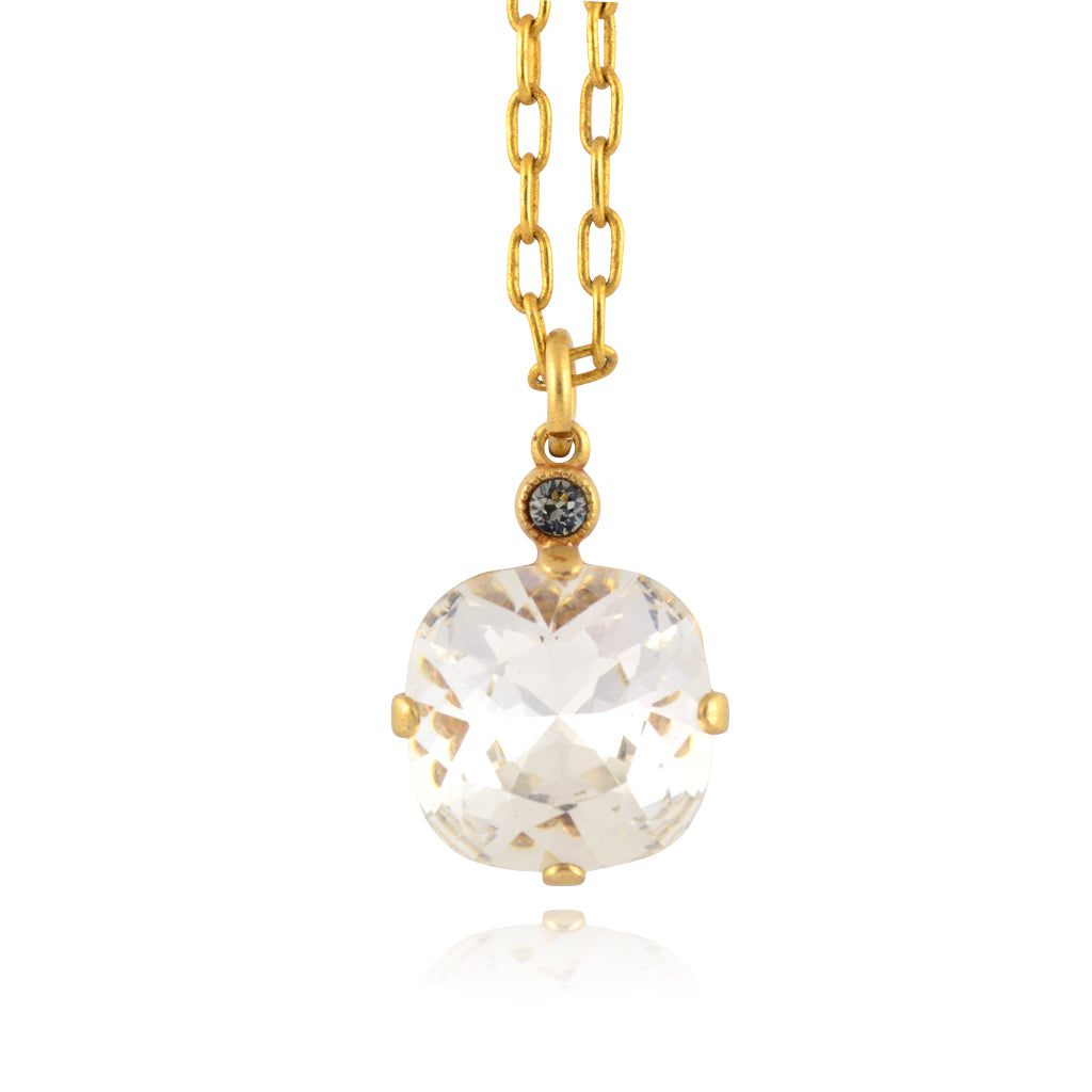 La Vie Parisienne Gold Plated Round Pendant Necklace with crystal, By Catherine Popesco, Clear 16+2"