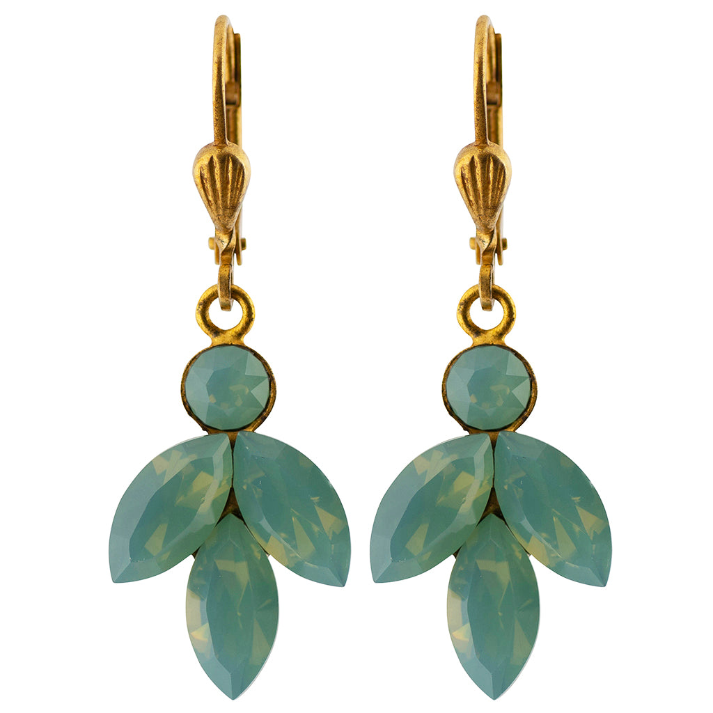 La Vie Parisienne Gold Plated Crystal Leaf Dangle Earrings