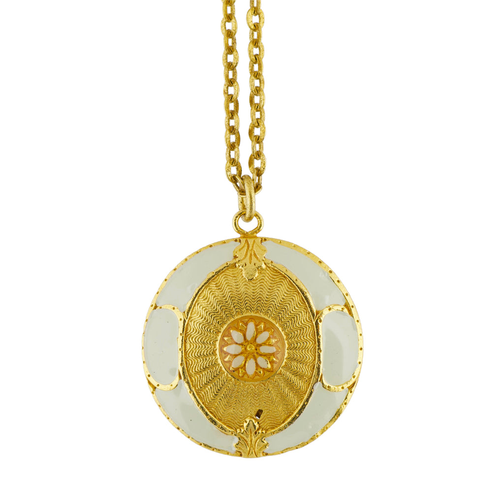 La Vie Parisienne Gold Plated Round Enamel Pendant Necklace
