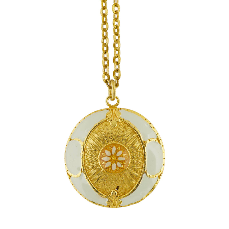 La Vie Parisienne Gold Plated Round Enamel Pendant Necklace