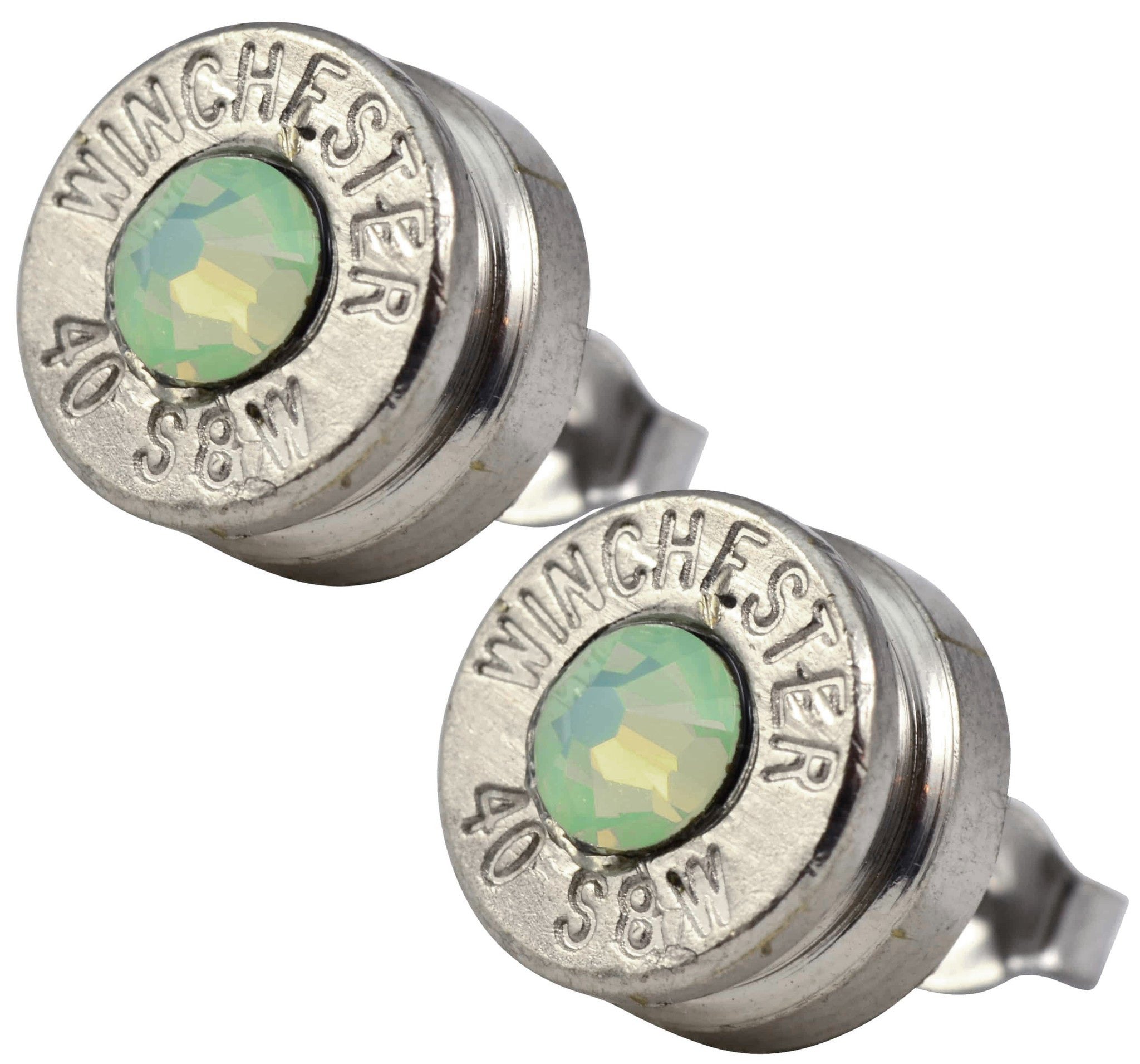 Little Black Gun Nickel Plated 40 S&W Bullet Shell crystal Stud