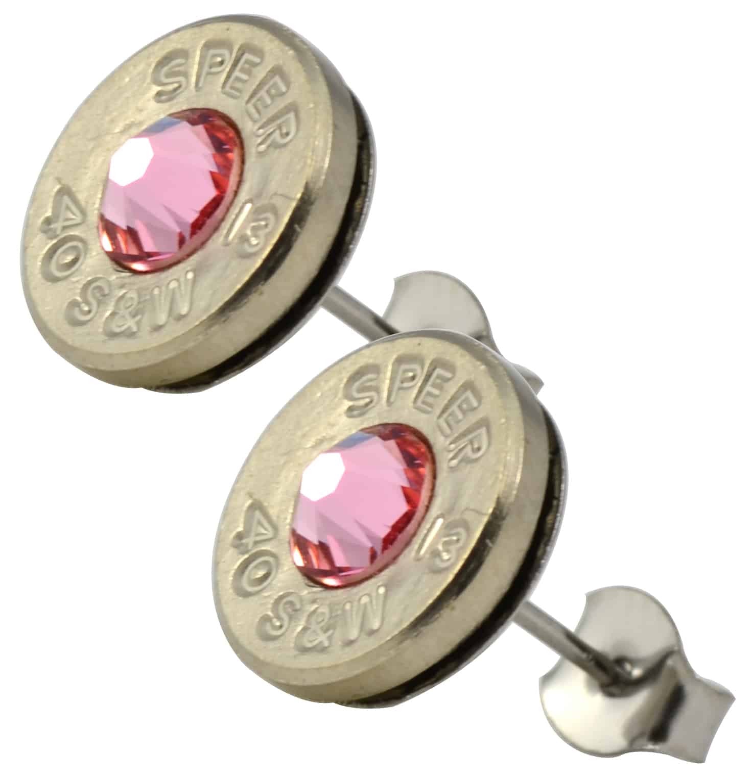 Little Black Gun Thin Nickel Plated 40 S&W Bullet Shell crystal Stud Earrings