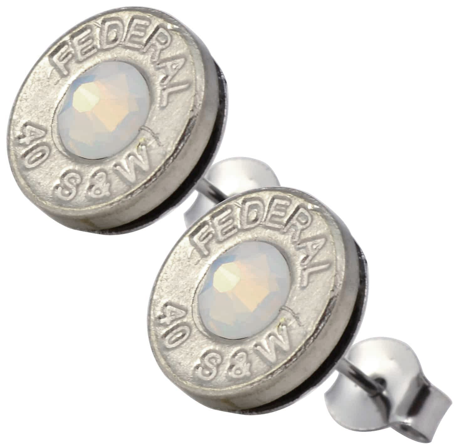 Little Black Gun Thin Nickel Plated 40 S&W Bullet Shell crystal Stud Earrings