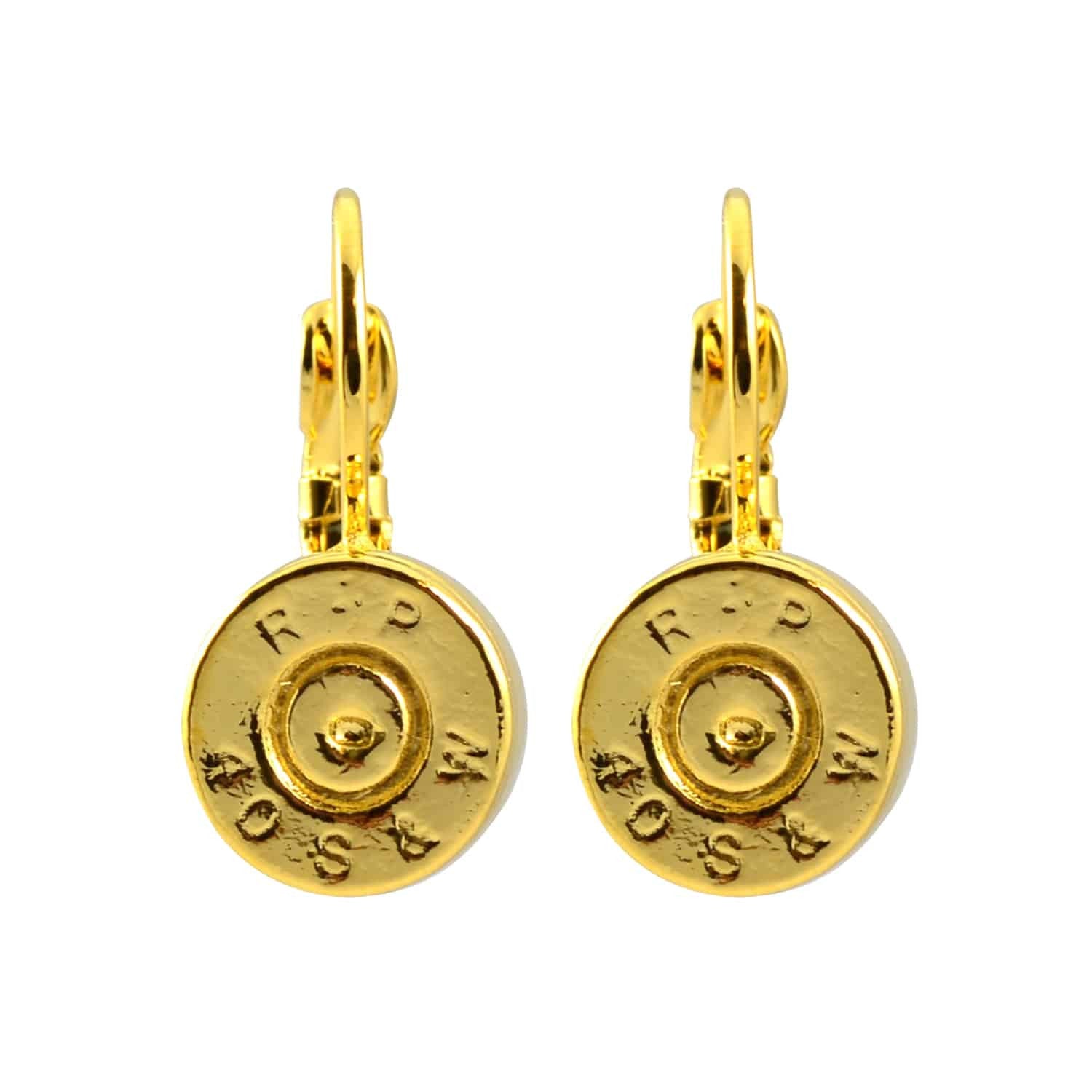 Lizzy Js Bullet Shell Drop Earrings, French Wire Gold Plated