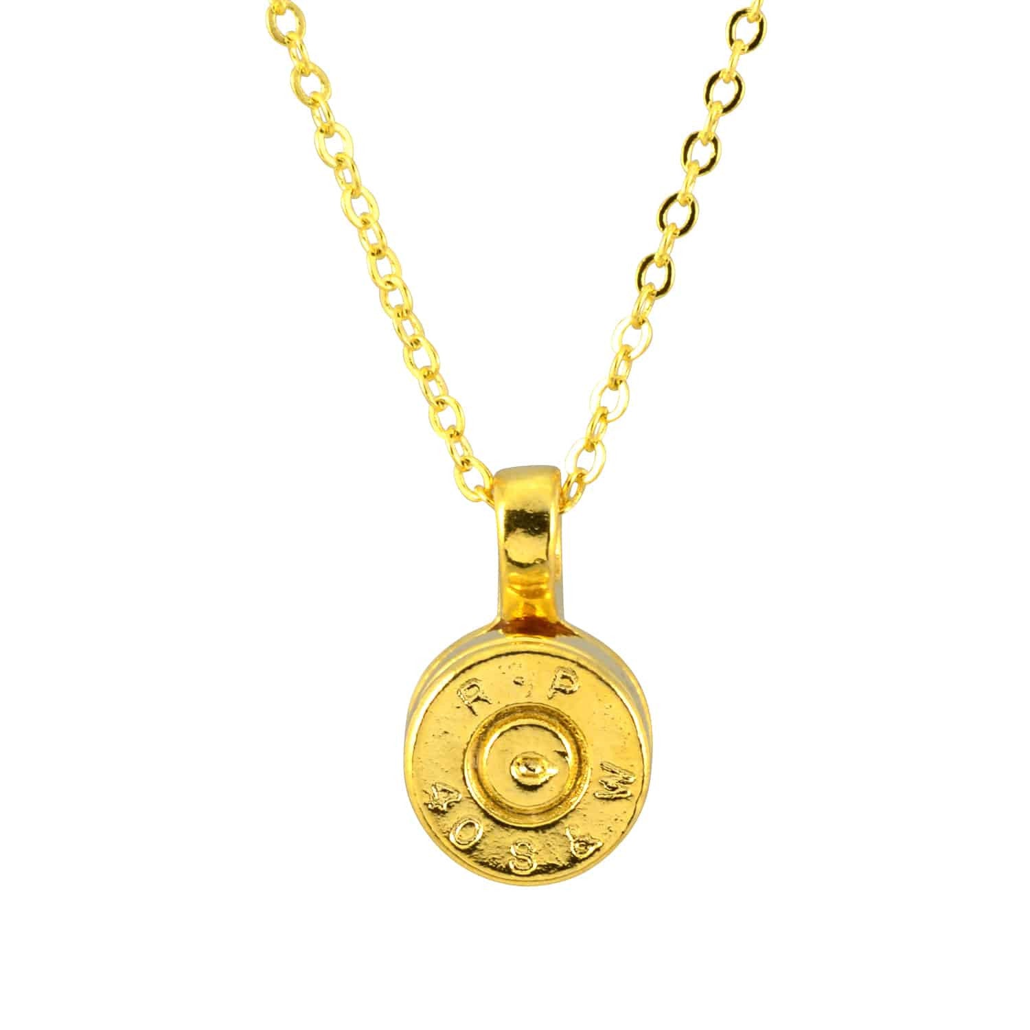 Lizzy Js Bullet Shell Pendant Necklace, Gold Plated Round