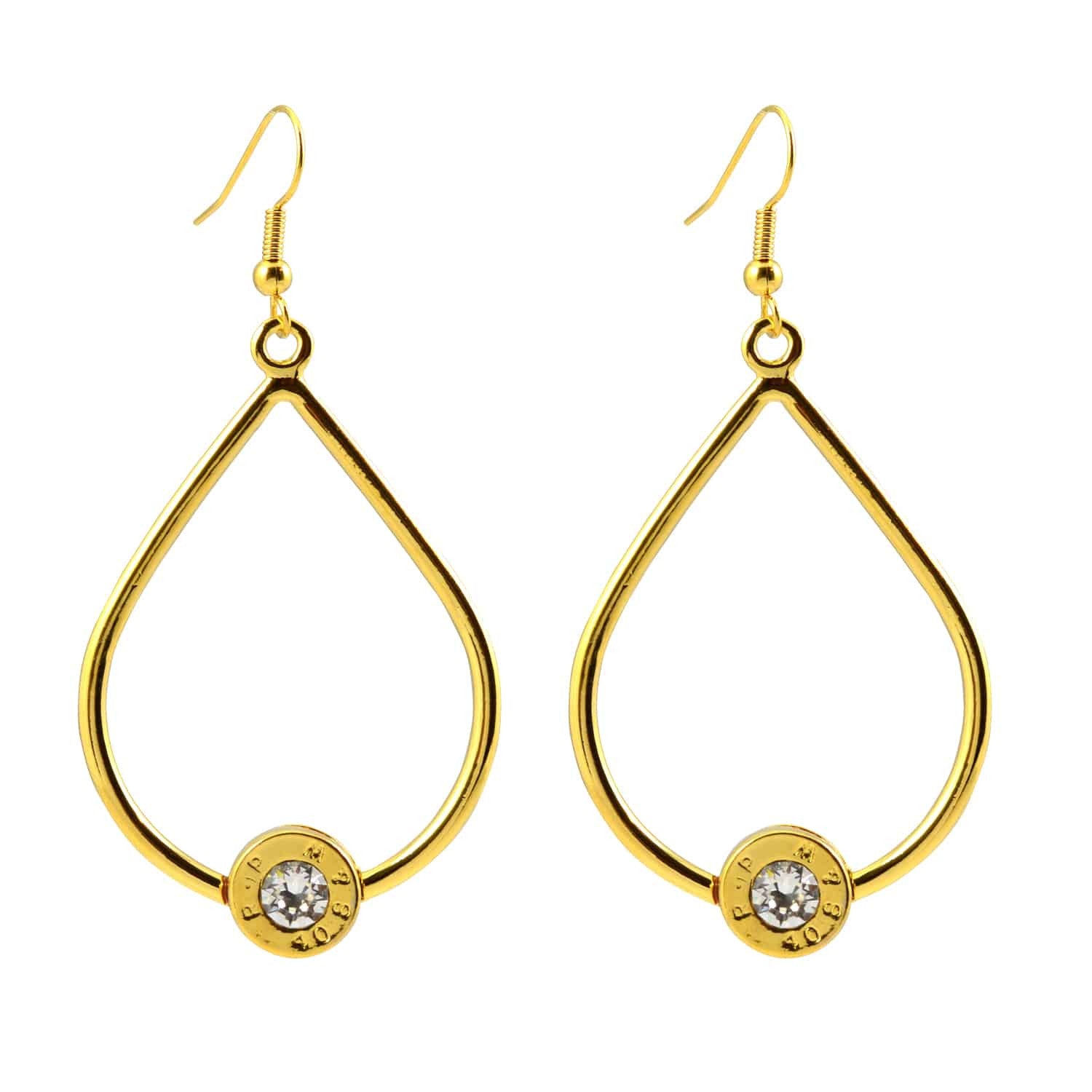 Lizzy Js Gold Plated Bullet Shell Teardrop Dangle Earrings with