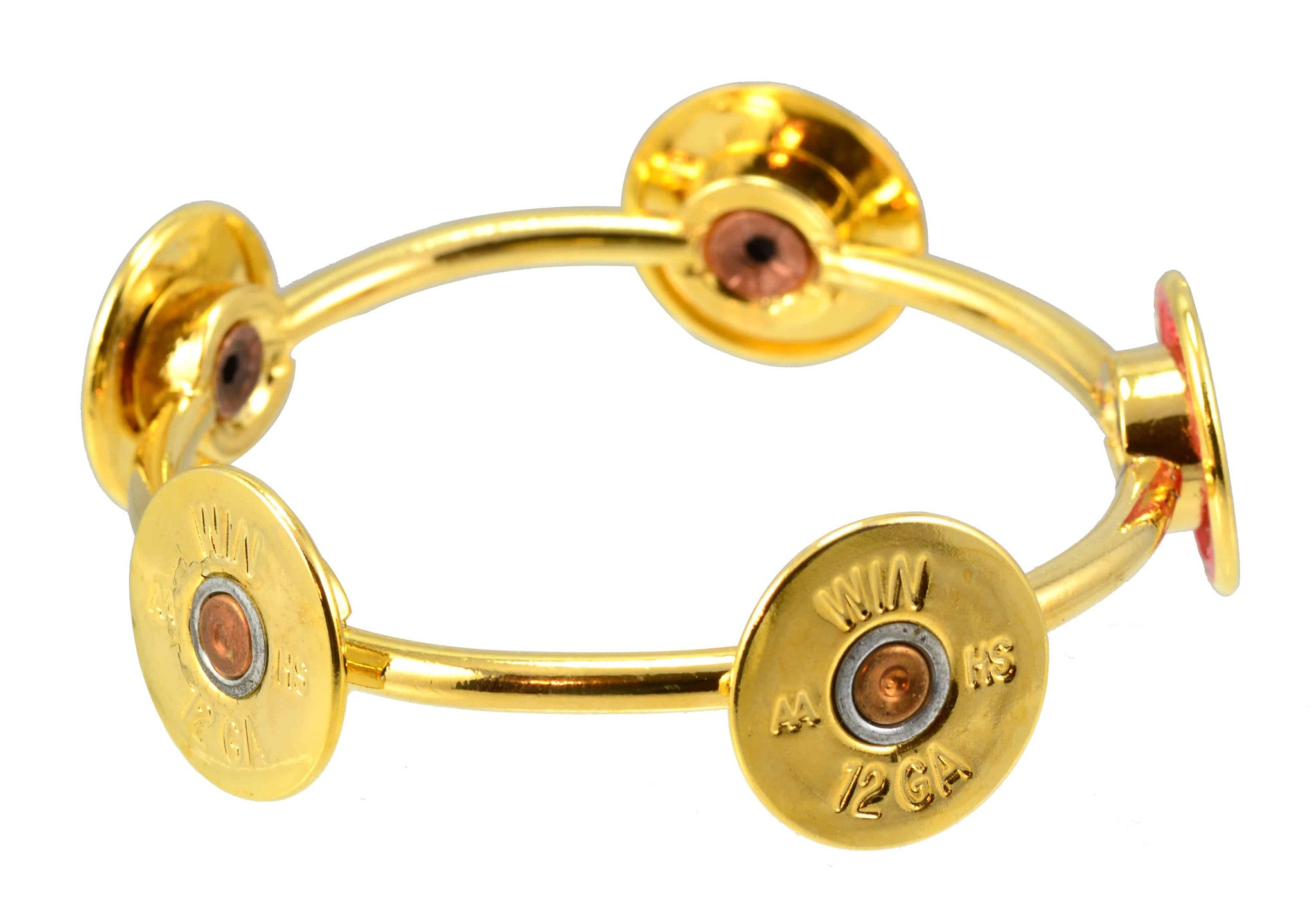 Lizzy Js Handmade Round Vintage Gold Plated 12 Gauge Shotgun Bullet Shell Cuff Bracelet