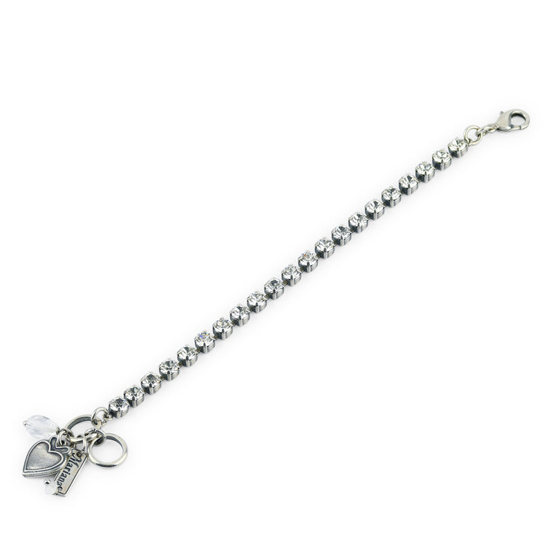 Mariana Jewelry Silver Plated crystal Tennis Bracelet with Heart Pendant in Clear crystal, 8