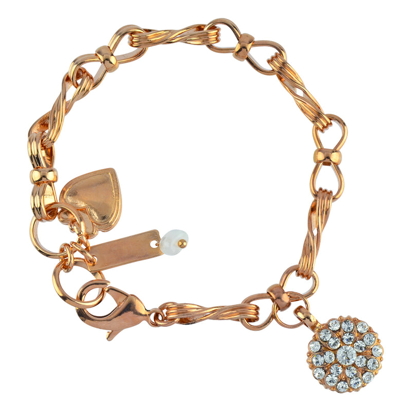 Mariana Jewelry "On A Clear Day" Guardian Angel Rose Gold Plated Textured Chain Tennis Bracelet