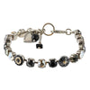 Mariana "Black Orchid" Silver Plated Crystal Round Jewel Tennis Bracelet with Heart Pendant, 8"