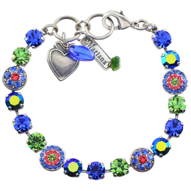 Mariana Jewelry "Oasis" Round Jewel Tennis Bracelet, Silver Plated, 8" 4044 432