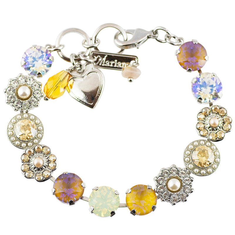 Mariana Jewelry Butter Pecan Tennis Bracelet, Rhodium Plated, 8"