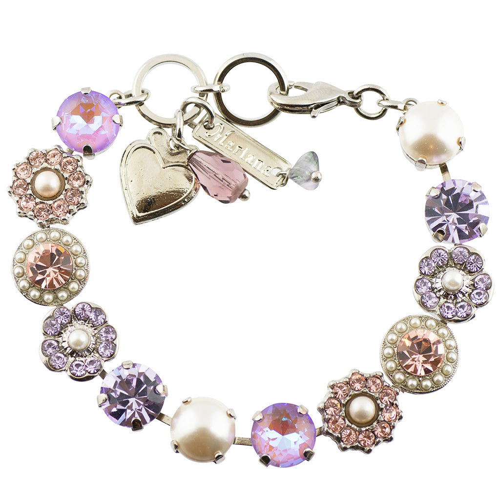 Mariana Jewelry Romance Tennis Bracelet, Silver Plated, 8"