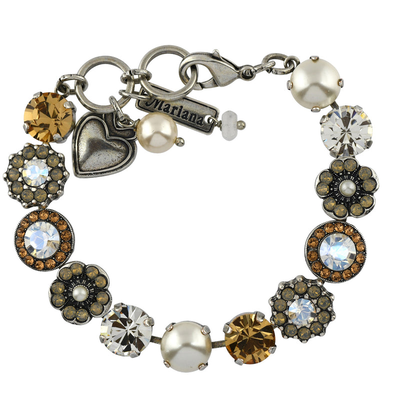 Mariana Jewelry Champagne and Caviar Bracelet, Silver Plated with crystal, Nature Collection MAR-B-4045_1 3911 SP