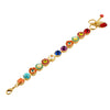 Mariana "Poppy" Gold Plated Crystal Round Jewel Tennis Bracelet with Heart Pendant, 8"