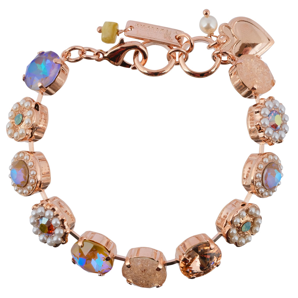 Mariana "Desert Rose" Rose Gold Plated Crystal Large Gem Tennis Bracelet, 8"