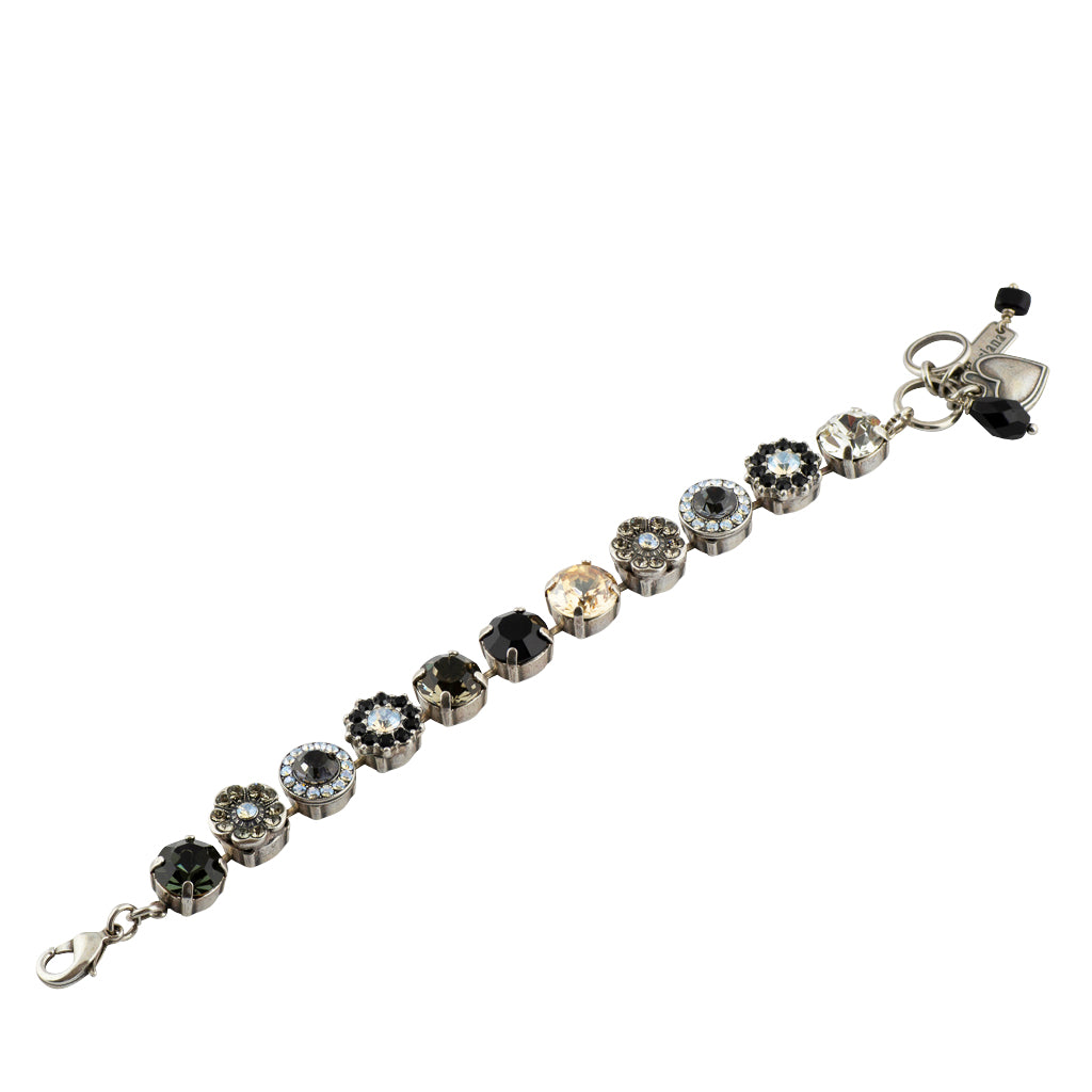 Mariana "Black Orchid" Tennis Bracelet, Silver Plated, 8" 4045/1