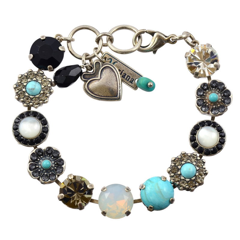 Mariana Jewelry Zanzibar Silver Plated Flower Crystal Tennis Bracelet , 8"