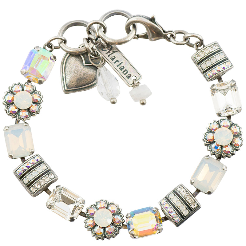 Mariana On A Clear Day Silver Plated Crystal Rectangle Tennis Bracelet