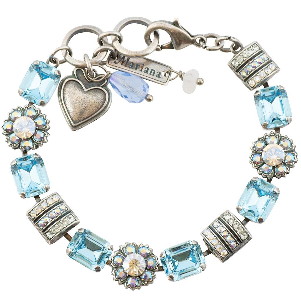 Mariana Italian Ice Silver Plated Crystal Rectangle Tennis Bracelet