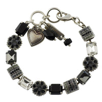 Mariana Black Orchid Silver Plated Flower Crystal Tennis Bracelet , 8"