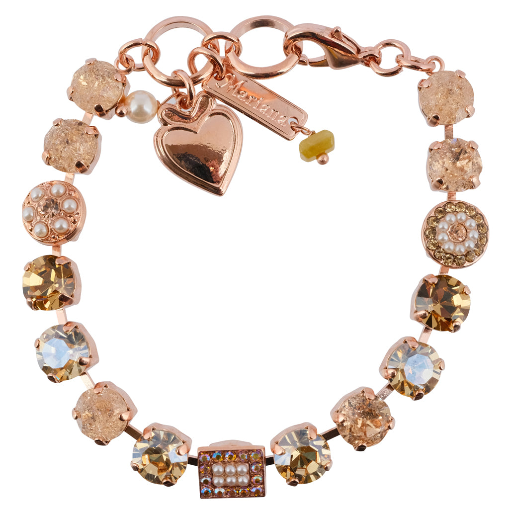 Mariana "Desert Rose" Rose Gold Plated Crystal Large Gem Tennis Bracelet, 8"