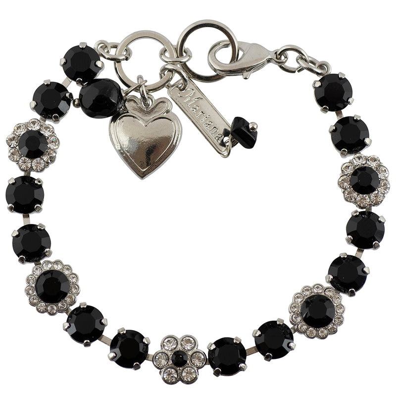 Mariana Checkmate Rhodium Plated Tennis Bracelet, 8"