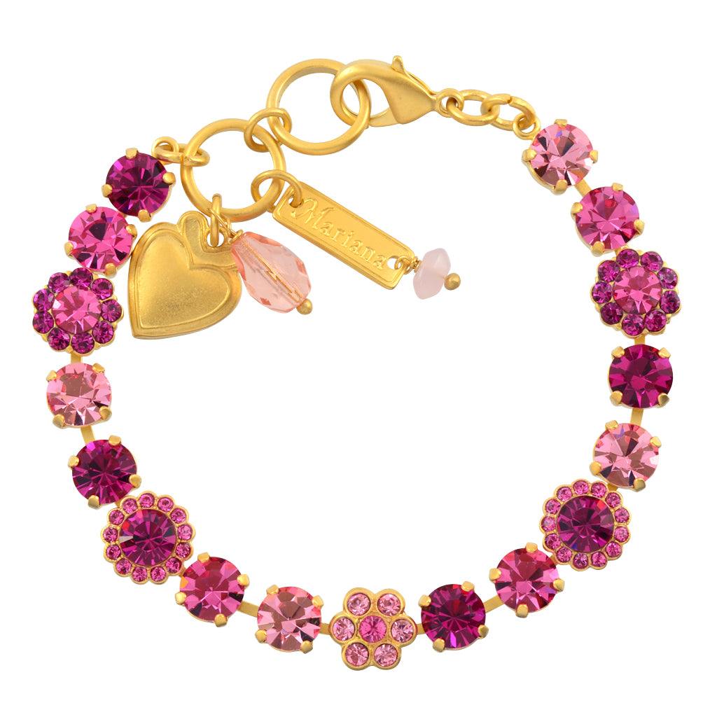 Mariana Jewelry Saba Gold Plated Tennis Bracelet with Pink Crystal, 8" 4173_3 5022