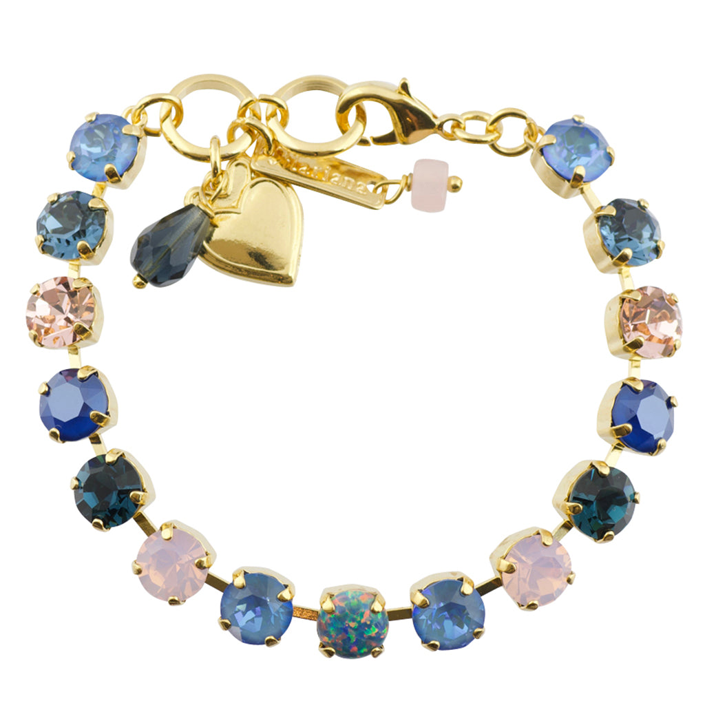 Mariana "Blue Morpho" Gold Plated Crystal Tennis Bracelet, 8"