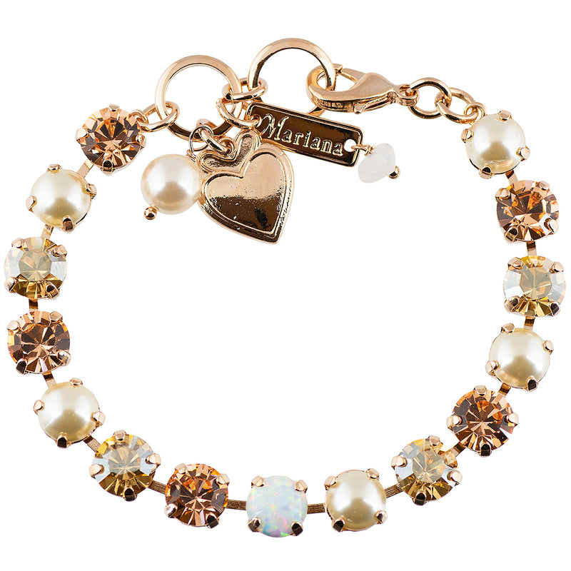 Mariana "Cookie Dough" Rose Gold Plated Crystal Tennis Bracelet, 8"