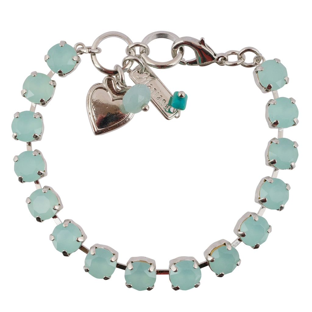 Mariana "Soft Green" Rhodium Plated Crystal Tennis Bracelet, 8"