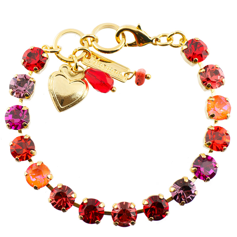 Mariana Jewelry Hibiscus Tennis Bracelet, Gold Plated Crystal, 8", Tea Time Collection
