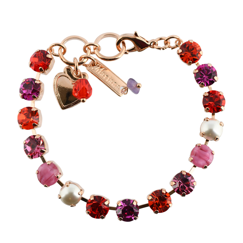 Mariana "Roxanne" Rose Gold Plated Crystal Tennis Bracelet, 8"