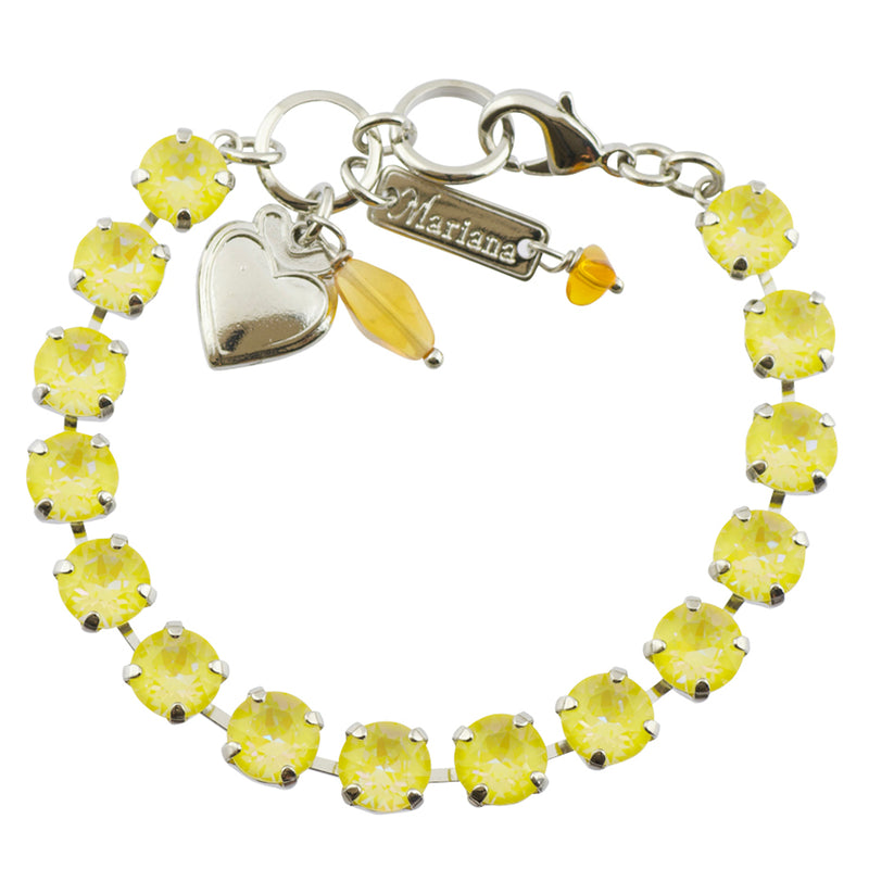 Mariana "Sun-Kissed Sunshine" Rhodium Plated Crystal Tennis Bracelet, 8"