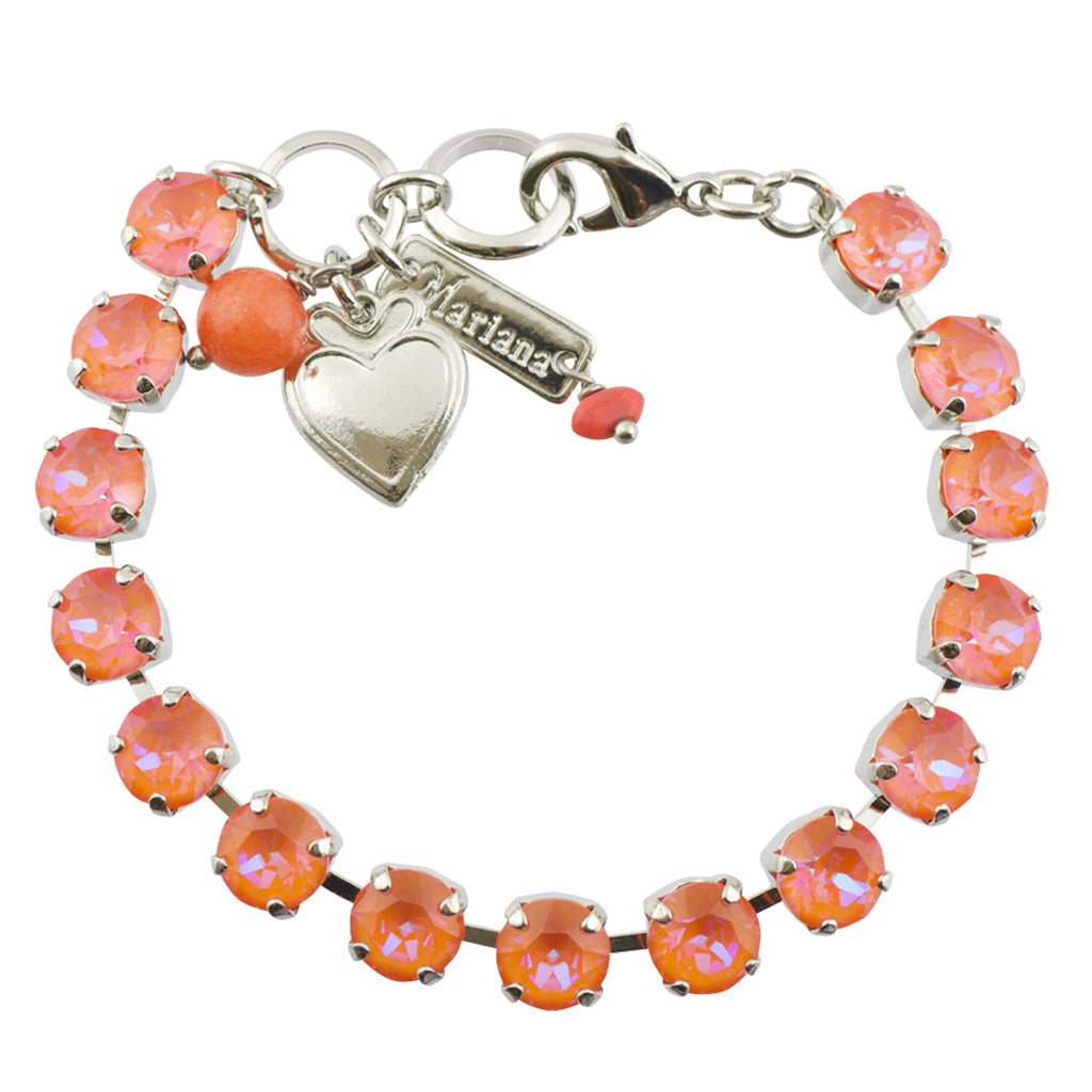 Mariana "Sun-Kissed Sunset" Rhodium Plated Crystal Tennis Bracelet, 8"