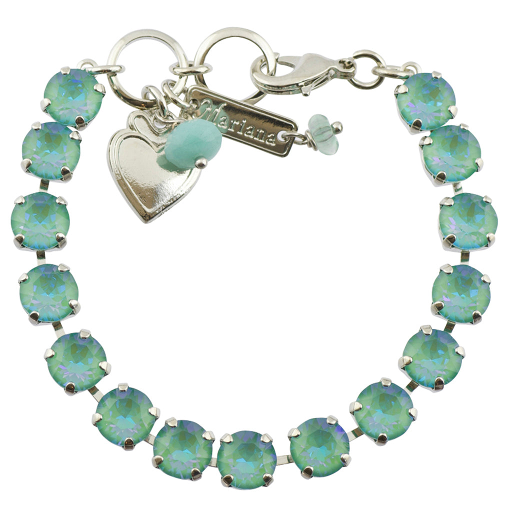 Mariana Sun-Kissed Jade Rhodium Plated Crystal Tennis Bracelet, 8"