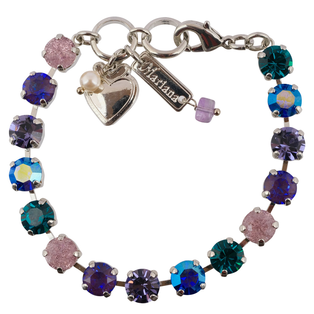 Mariana "Violet" Rhodium Plated Crystal Tennis Bracelet, 8"