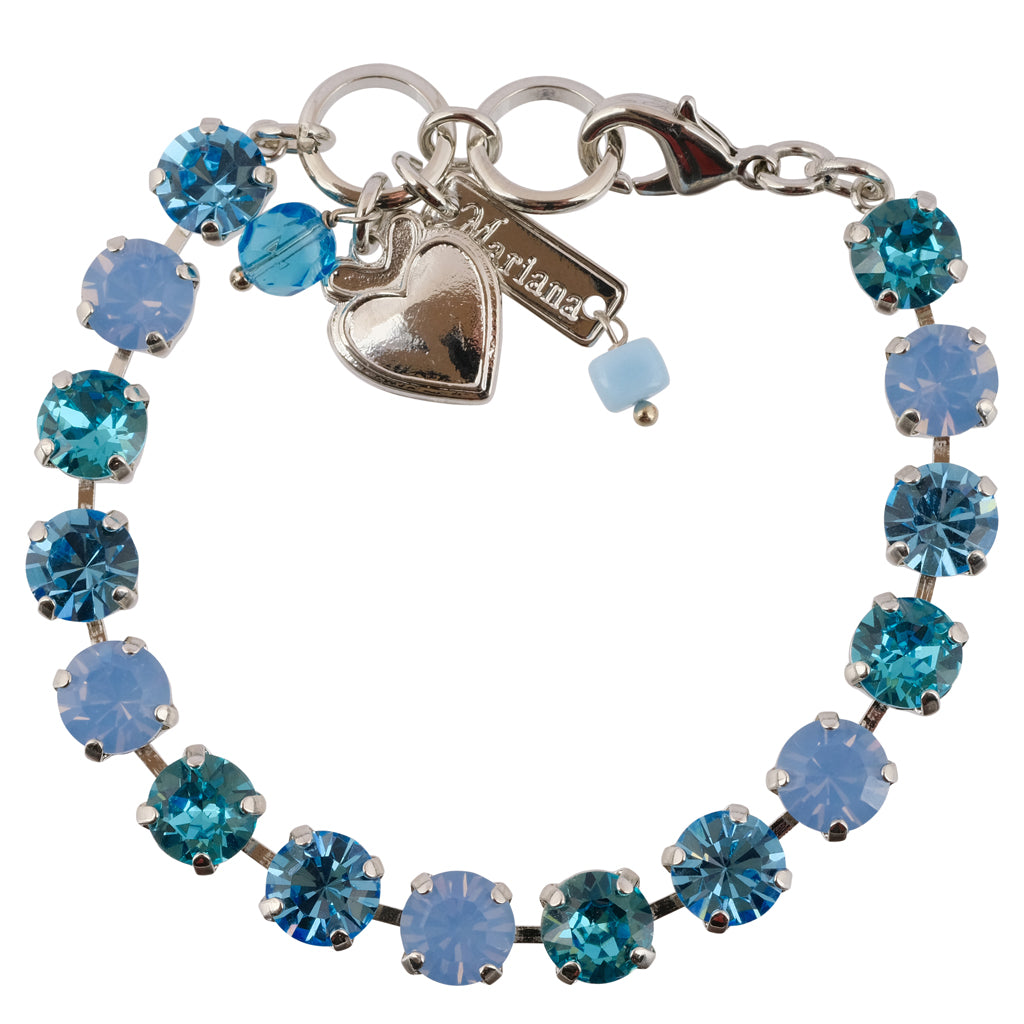 Mariana "Aqua Vista" Rhodium Plated Crystal Tennis Bracelet, 8"