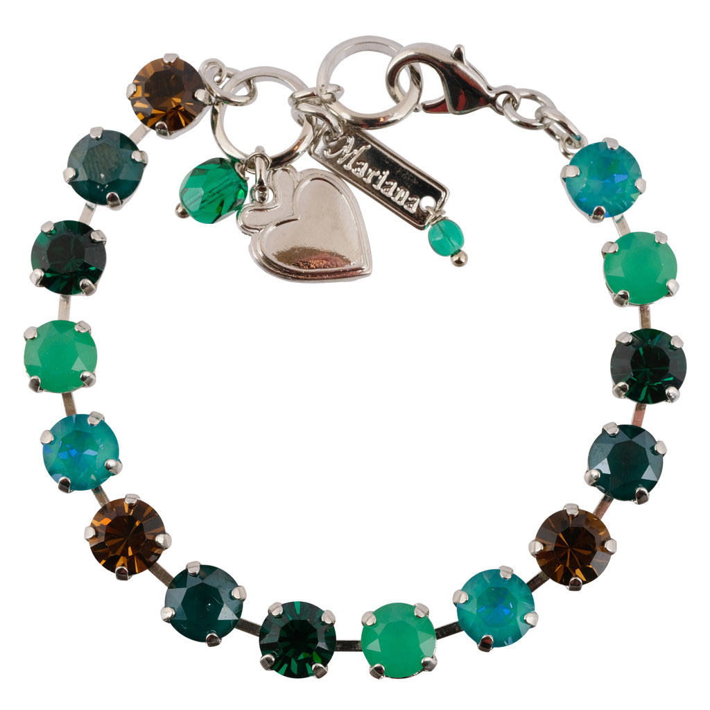 Mariana "Deep Forest" Rhodium Plated Crystal Tennis Bracelet, 8"