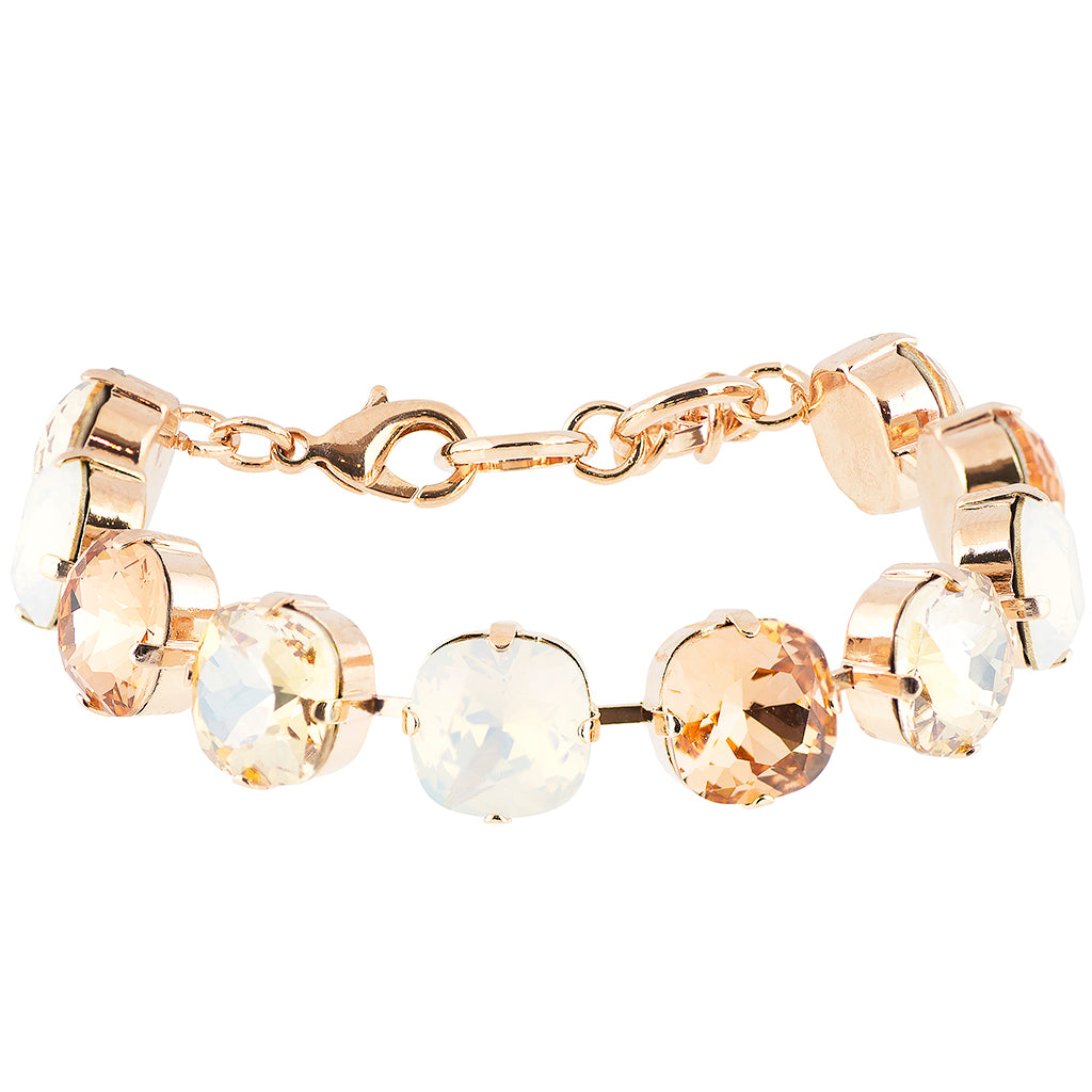 Mariana Jewelry Cookie Dough Rounded Square Tennis Bracelet, Rose Gold Plated Crystal, 8"