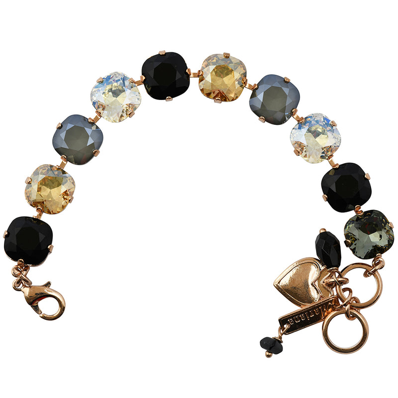 Mariana Black Orchid Rounded Square Tennis Bracelet, Rose Gold Plated Crystal, 8"