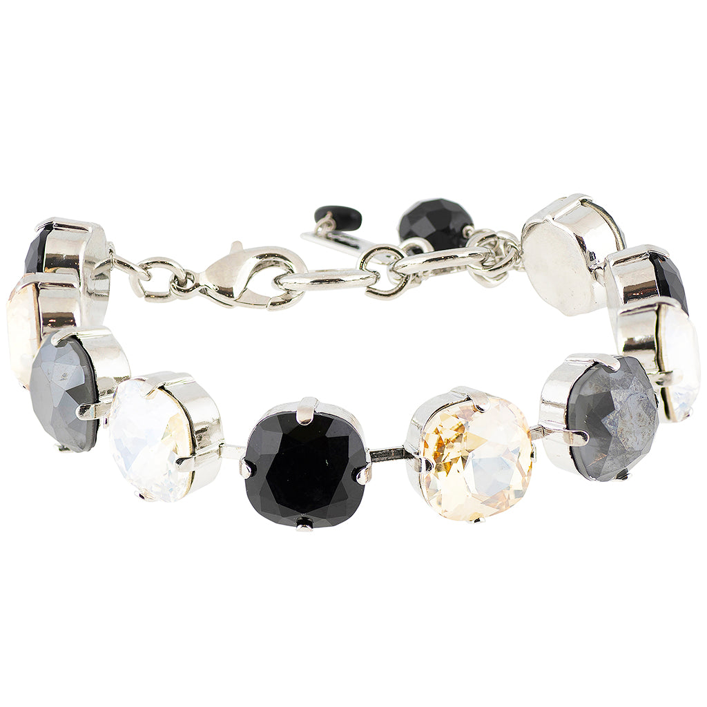 Mariana Jewelry Black Orchid Rounded Square Tennis Bracelet, Rhodium Plated Crystal, 8"
