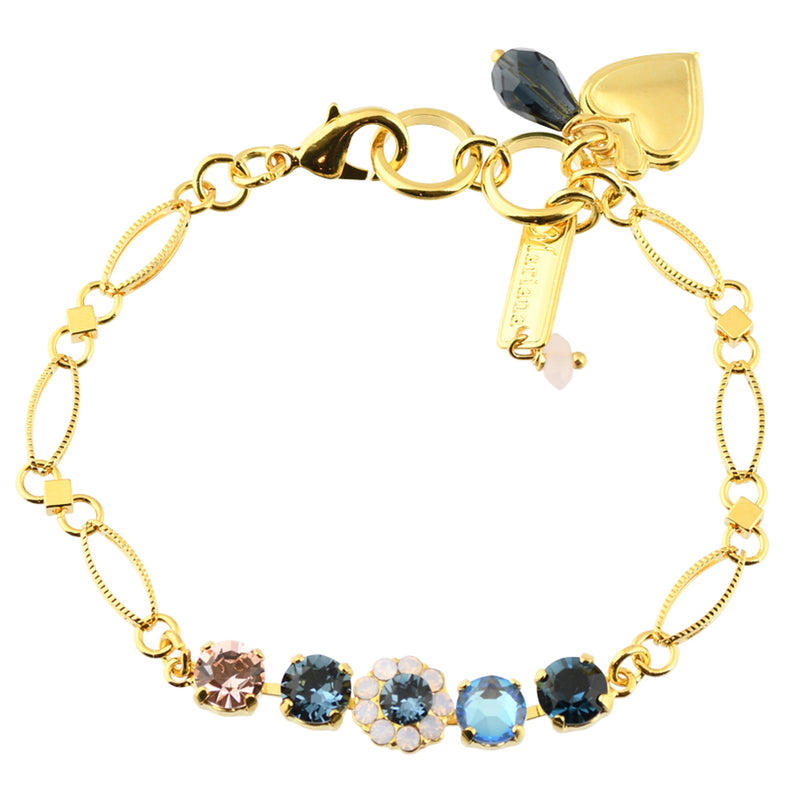 Mariana Blue Morpho Round Tennis Bracelet, Gold Plated Crystal, 8"