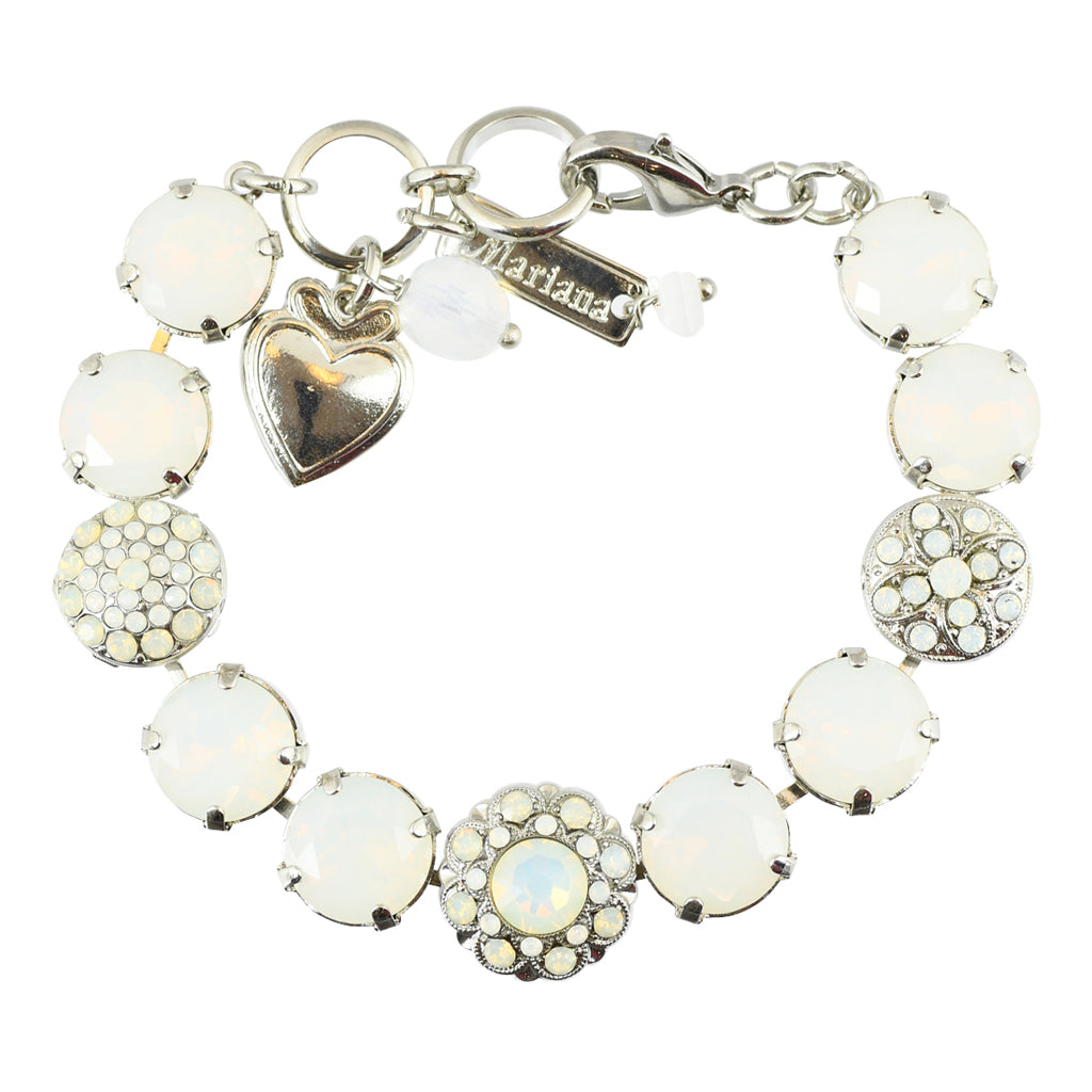 Mariana "White Opal" Rhodium Plated Crystal Tennis Bracelet, 8"