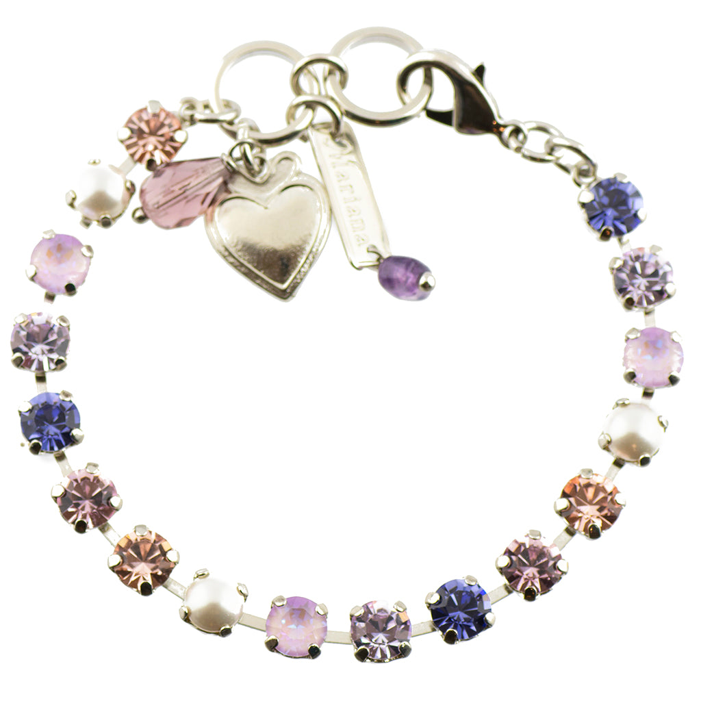 Mariana Jewelry Romance Round Tennis Bracelet, Silver Plated, 8"