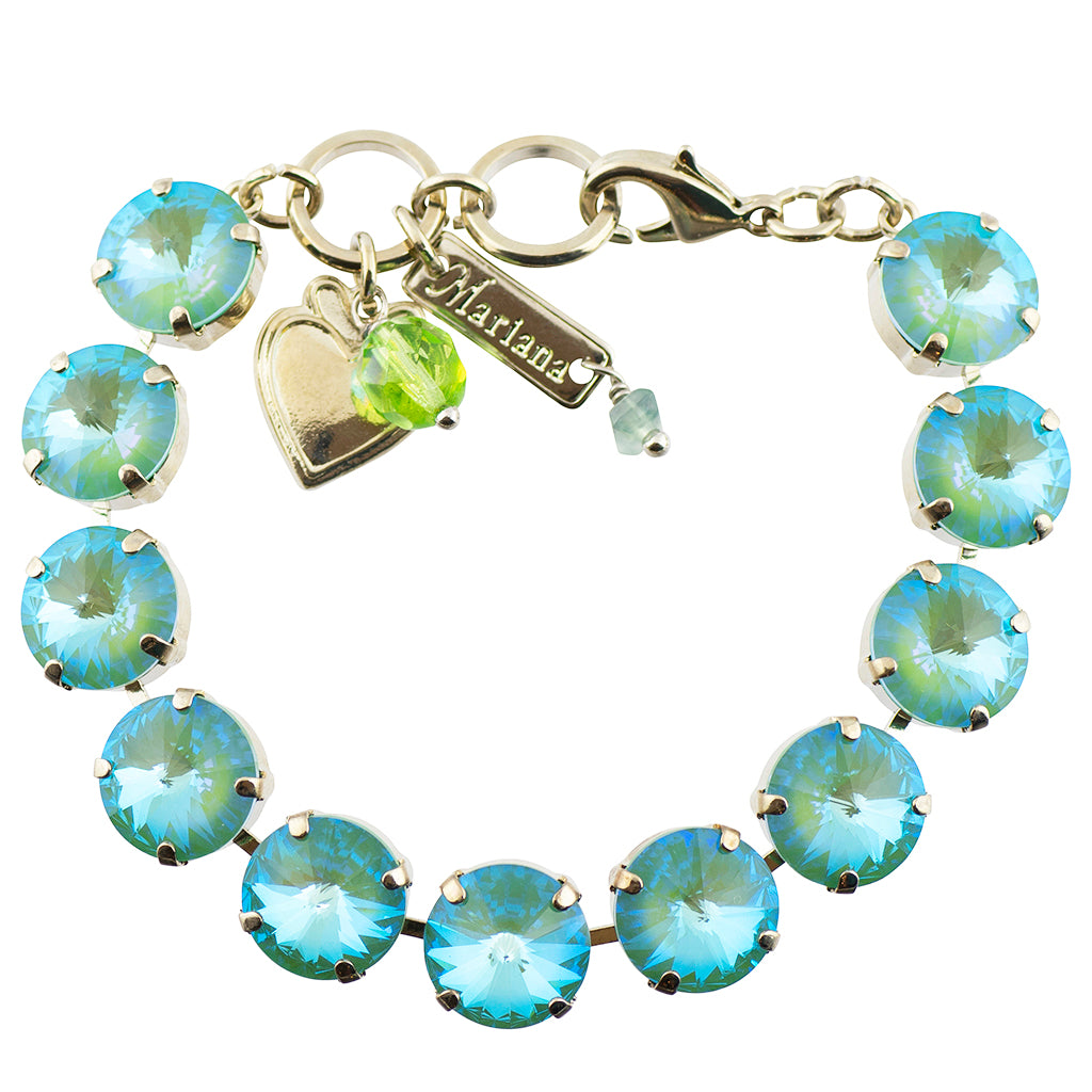 Mariana Jewelry Sun-Kissed Jade Large Tennis Bracelet, Silver Plated Crystal, 8"